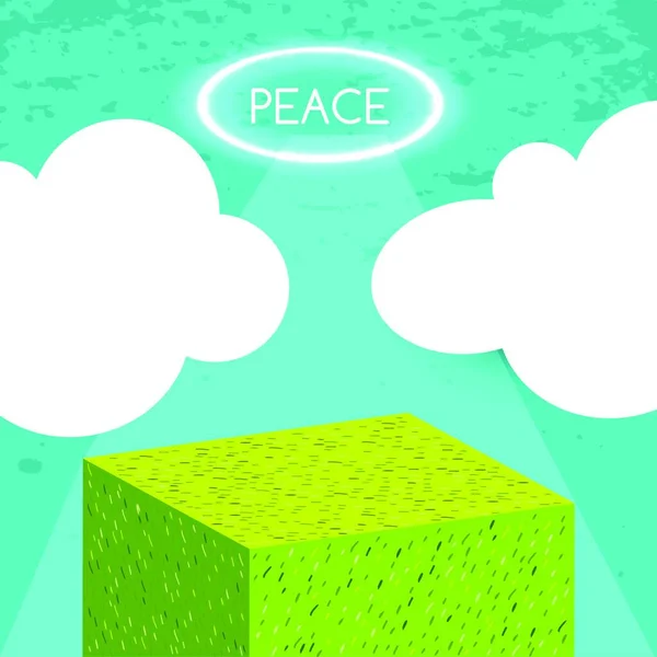 Знак Мира Зеленым Кубом Векторная Иллюстрация Простая Конструкция — стоковый вектор
