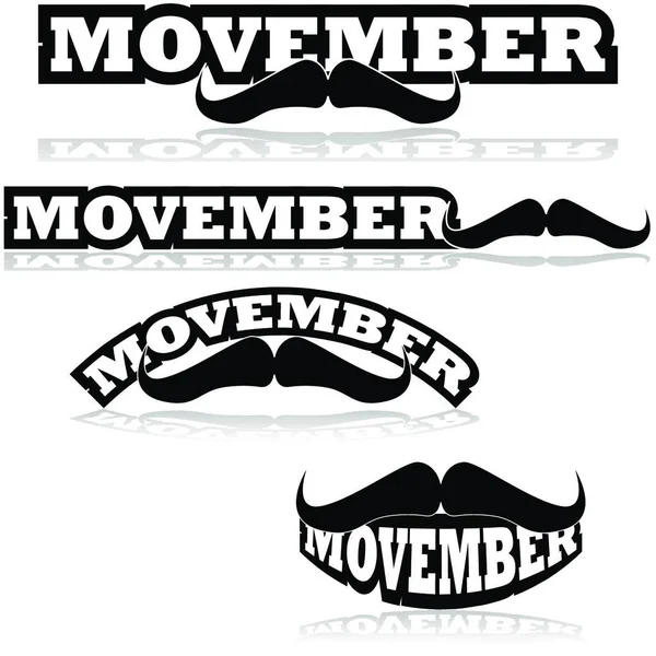 Disegni Movember Illustrazione Vettoriale Design Semplice — Vettoriale Stock