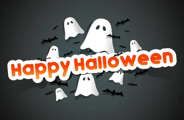 Happy Halloween Card Disegno Semplice Illustrazione Vettoriale — Vettoriale Stock