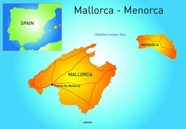 Illustration Mallorca Menorca — Stock Vector