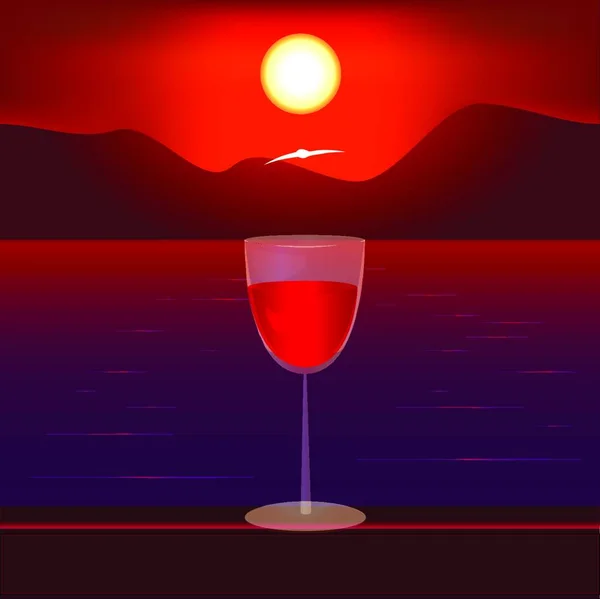 Illustration Des Glases Wein — Stockvektor