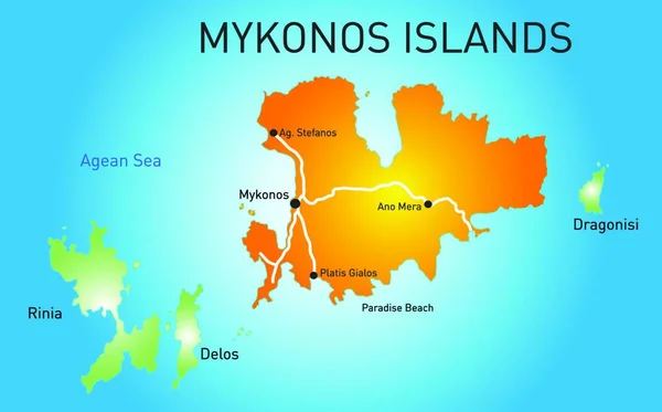 Ilustración Isla Mykonos — Vector de stock