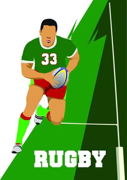 Silueta Jugador Rugby Ilustración Vectorial — Archivo Imágenes Vectoriales