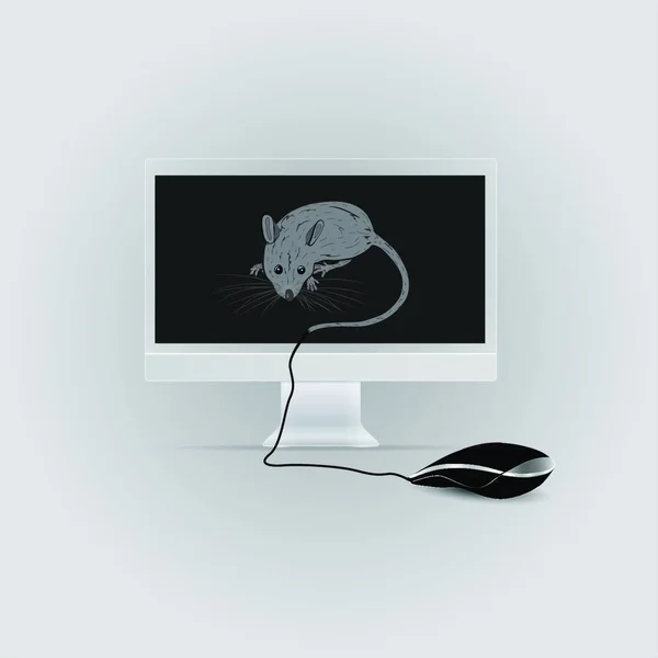 Ilustração Mouse Monitor — Vetor de Stock