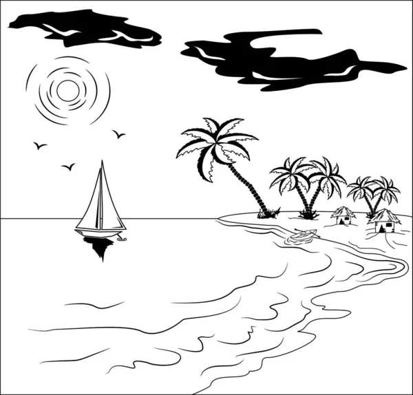 Ilustración Del Paisaje Tropical — Archivo Imágenes Vectoriales