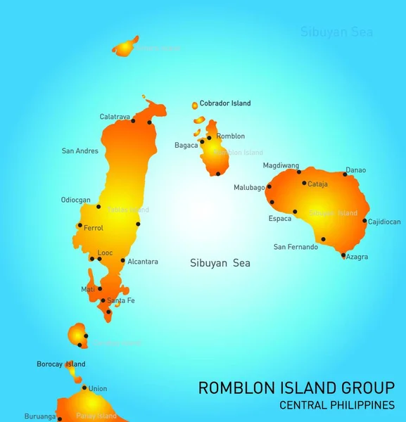 Peta Kelompok Pulau Romblon Gambar Vektor Desain Sederhana - Stok Vektor