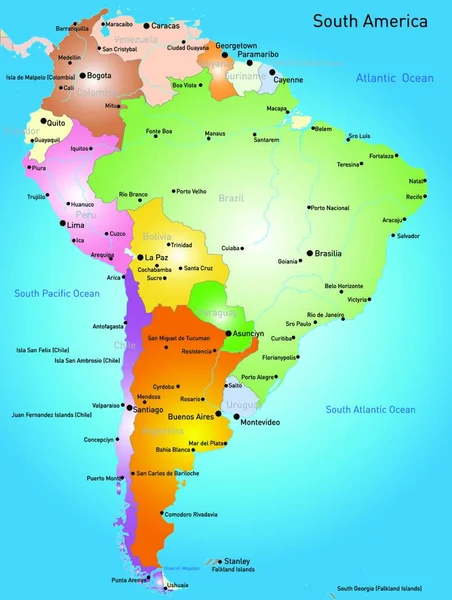 南美地图 矢量图解简易设计 — 图库矢量图片
