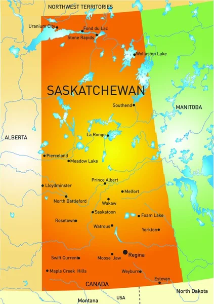 Mapa Província Saskatchewan Ilustração Vetorial Design Simples — Vetor de Stock