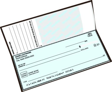 Çek defterini aç, vektör illüstrasyonu basit tasarım