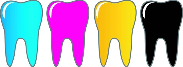 Логотип Зуба Cmyk Стоматолога Красочная Векторная Иллюстрация — стоковый вектор