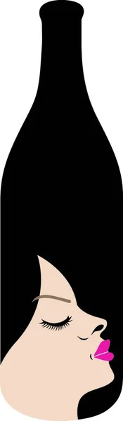 Jolie Dame Dans Une Bouteille Logo Entreprise Boissons — Image vectorielle