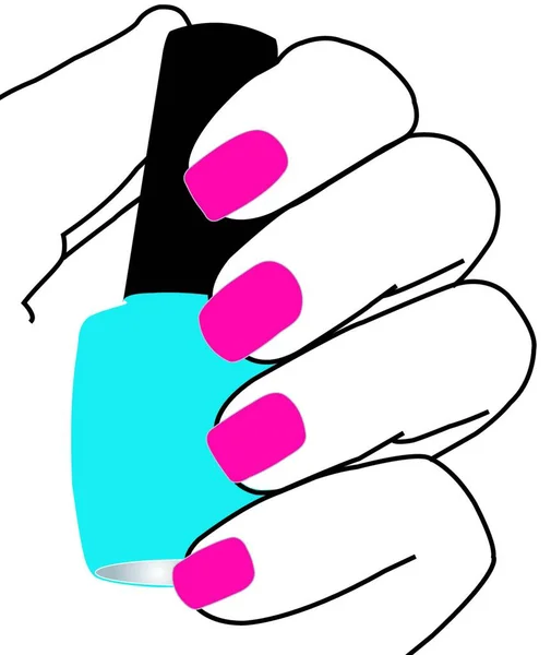 Nails Nail Polish Hand Vector Illustration — Stock Vector