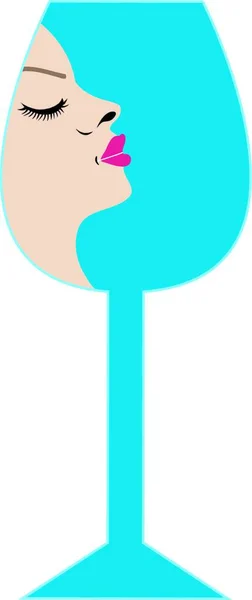 Jolie Dame Dans Verre Logo Entreprise Boissons — Image vectorielle