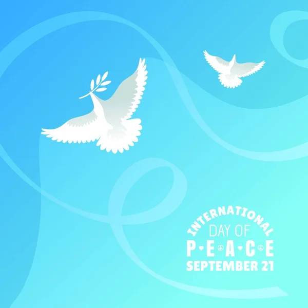 stock vector pigeon birds in blue sky. dove illustration. World Peace Day concept 