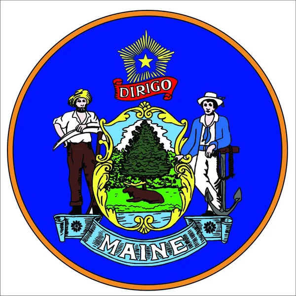 Maine State Seal Illustration Vectorielle Colorée — Image vectorielle