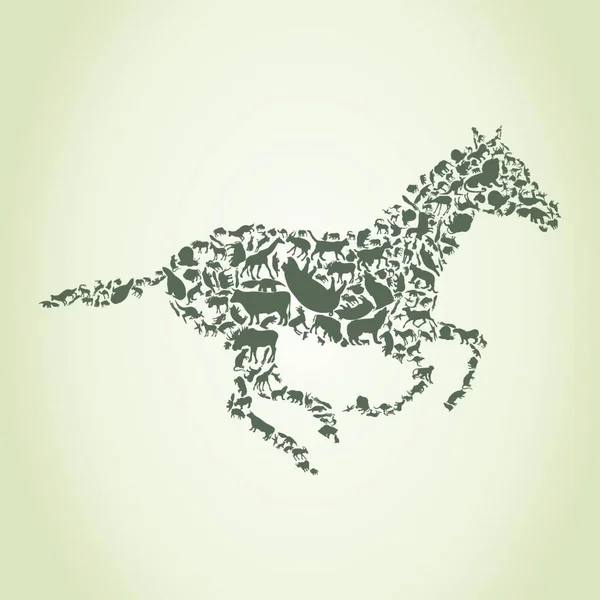 Koňská Zvířata Stylová Vektorová Ilustrace — Stockový vektor