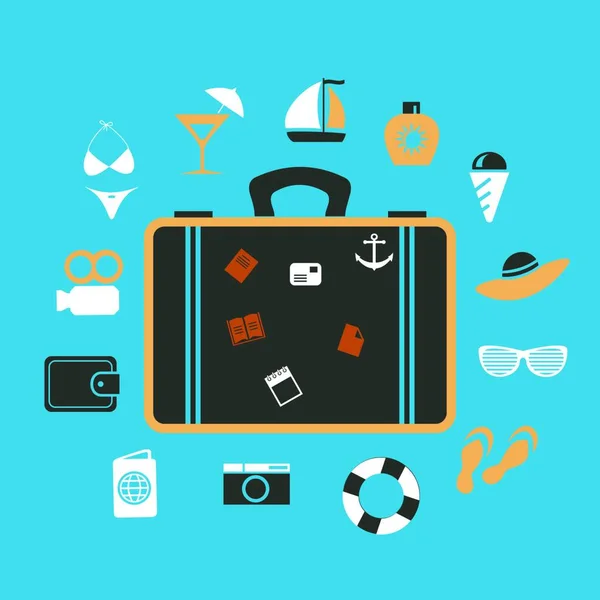 Suitcase Travel Stylish Vector Illustration — Stock Vector