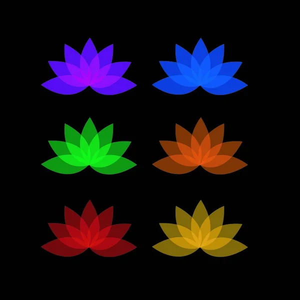 Lotus Dans Différentes Couleurs Logo Pour Les Entreprises — Image vectorielle