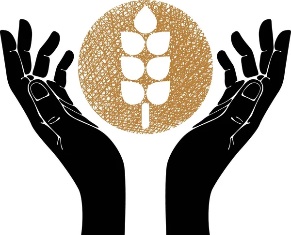 Hands Wheat Vector Symbol — Stock Vector