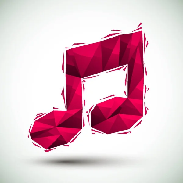 3Dモダンなスタイルで作られた赤の音楽ノート幾何学的アイコン — ストックベクタ