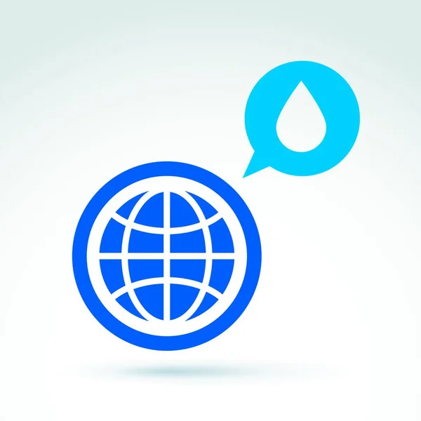 Water Conceptual Symbol Blue Earth Speech Bubble Water — Stock Vector