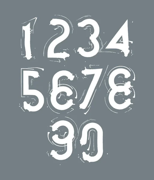 手書きの白い現代ベクトル数字セット ドアの手 ベクトルイラスト — ストックベクタ