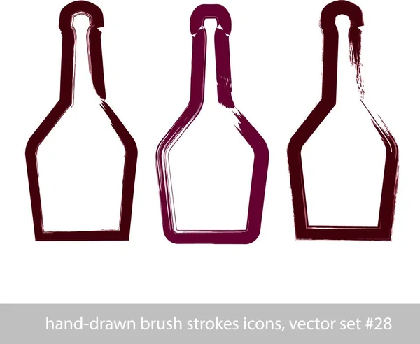 手描きのストロークのセットラム酒のシンプルな空のボトル — ストックベクタ