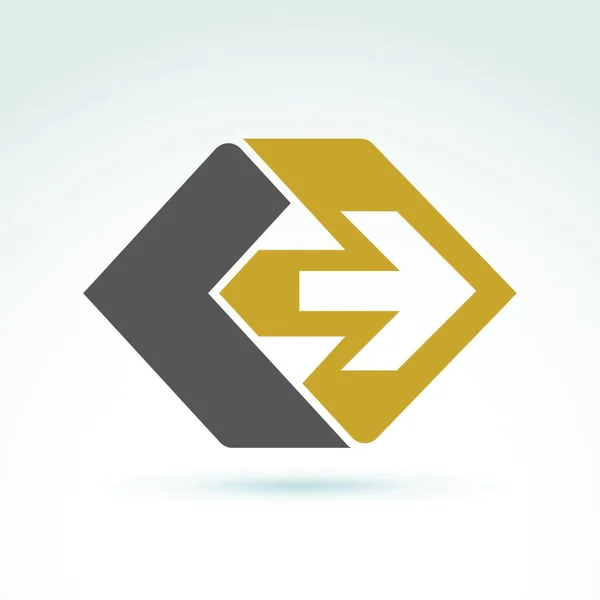 Vetor Emblema Abstrato Com Seta Amarela Direita — Vetor de Stock