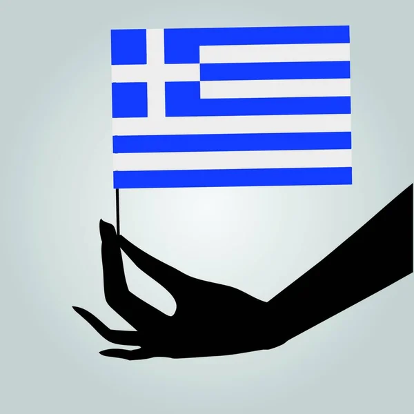 ギリシャの旗 グラフィックベクトルのイラストと手 — ストックベクタ