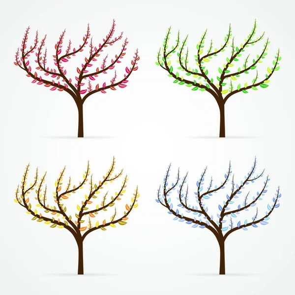 Conjunto Árvores Ícone Plano Ilustração Vetorial — Vetor de Stock