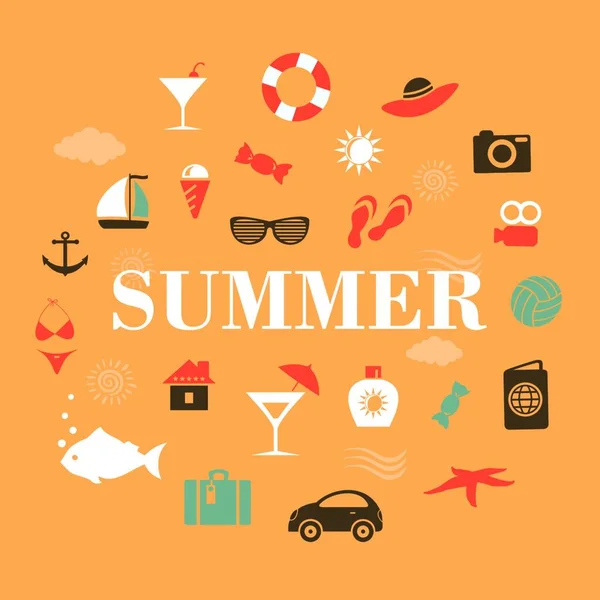 Summer Holiday Flat Icon Vector Illustration — ストックベクタ
