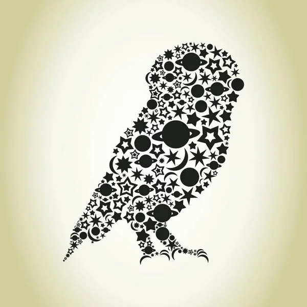 Hibou Oiseau Toile Illustration Simple — Image vectorielle