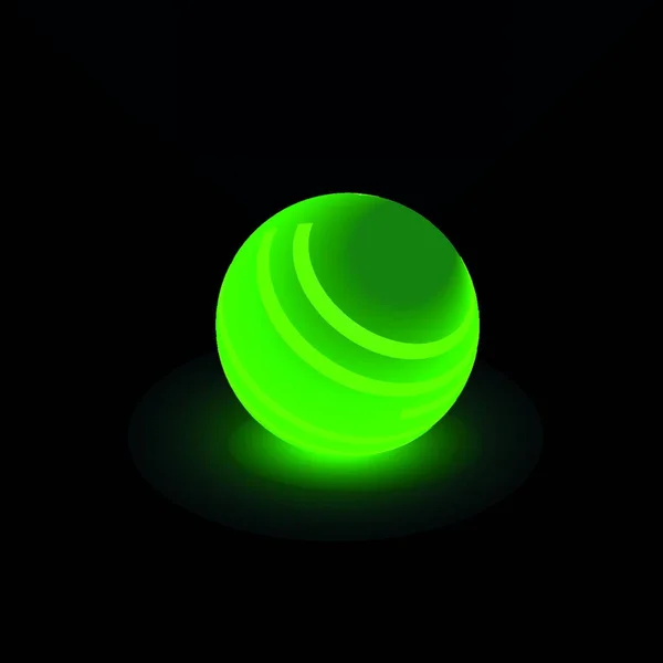 緑の発光ボール フラットアイコン ベクトルイラスト — ストックベクタ