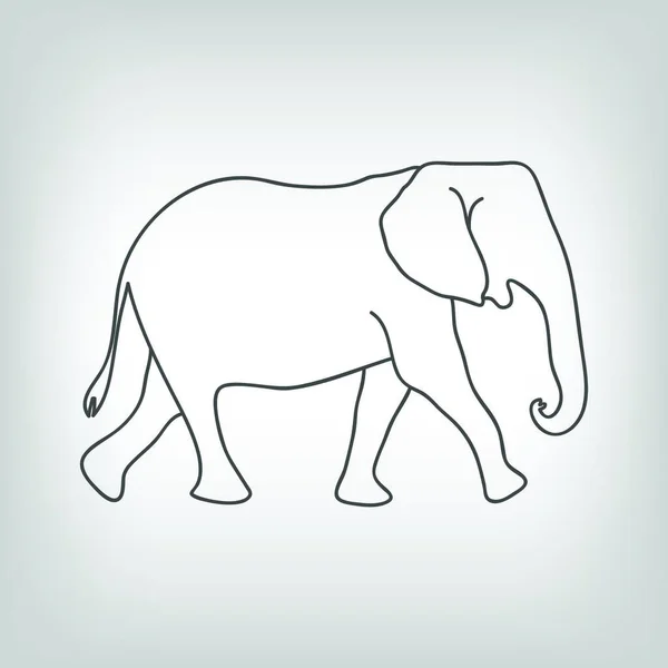 Elefantsilhuett Platt Ikon Vektor Illustration — Stock vektor