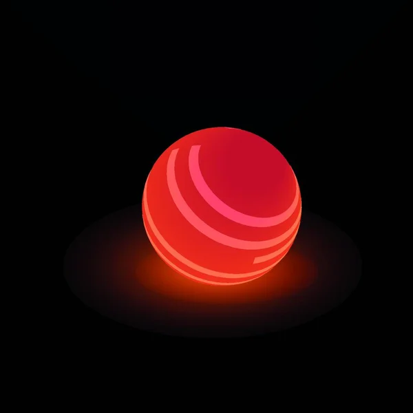 Červená Světélkující Koule Plochá Ikona Vektorová Ilustrace — Stockový vektor