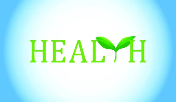 Health Text Green Plant — Stock Vector