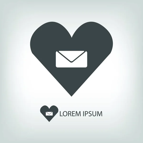 Love Mail Sign Flat Icon Vector Illustration — 스톡 벡터