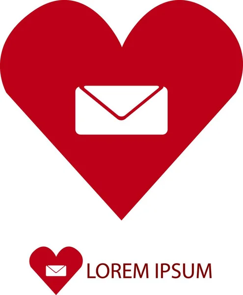Czerwony Znak Miłości Mail Płaska Ikona Wektor Ilustracja — Wektor stockowy