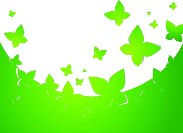 緑の抽象蝶のフレーム フラットアイコン ベクトルイラスト — ストックベクタ