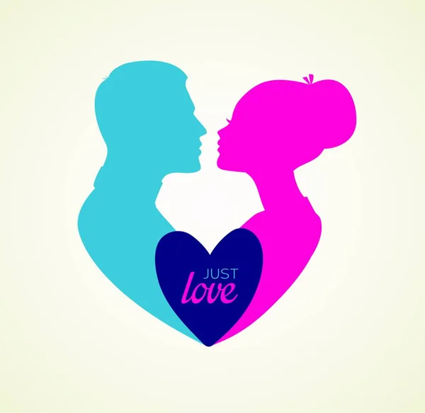 Couple Silhouette Kissing Image — Stock Vector