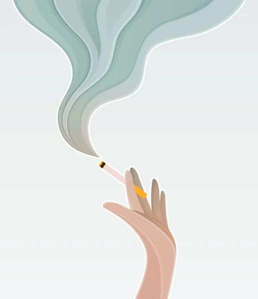 Silueta Ruky Držící Plochou Ikonu Cigarety Vektorová Ilustrace — Stockový vektor