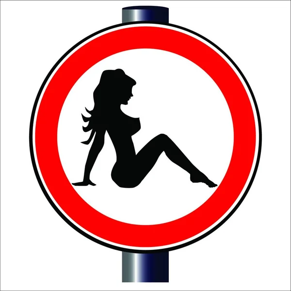 Дорожный Знак Девушки Дальнобойщика Графическая Векторная Иллюстрация — стоковый вектор