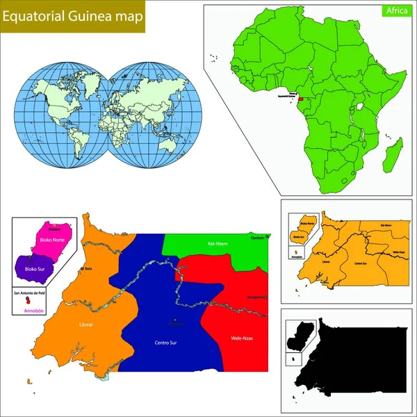 Mapa Guiné Equatorial Ilustração Vetorial Gráfica — Vetor de Stock