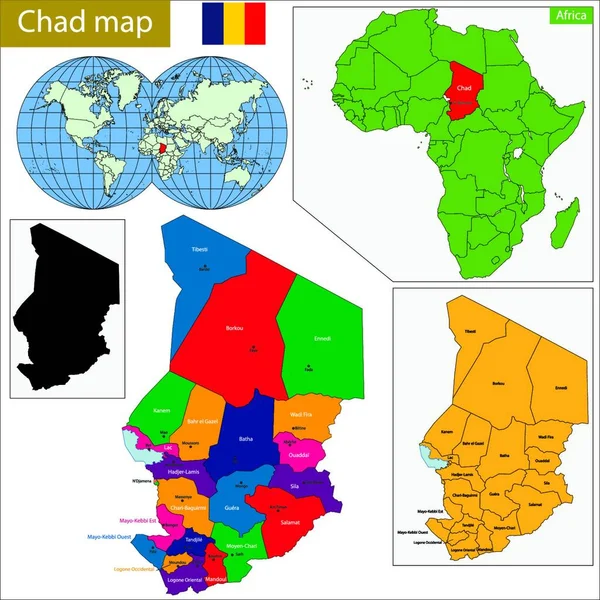 Chad Mapa Web Simple Ilustración — Vector de stock