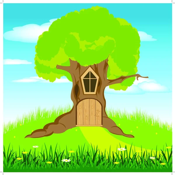 Dom Drzewie Graficzny Wektor Ilustracji — Wektor stockowy