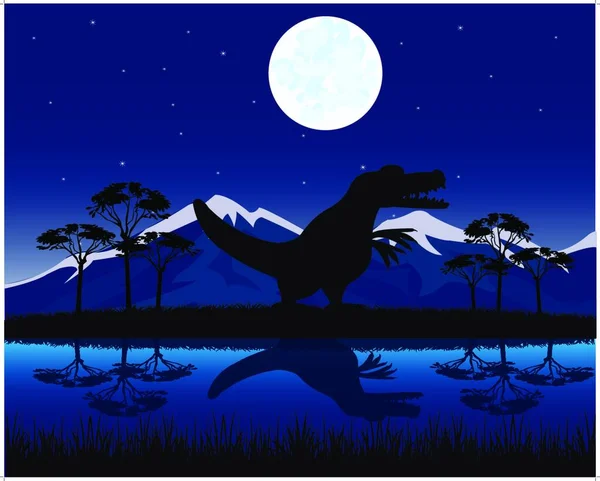 Dinosaur Nature Graphic Vector Illustration — Stock Vector
