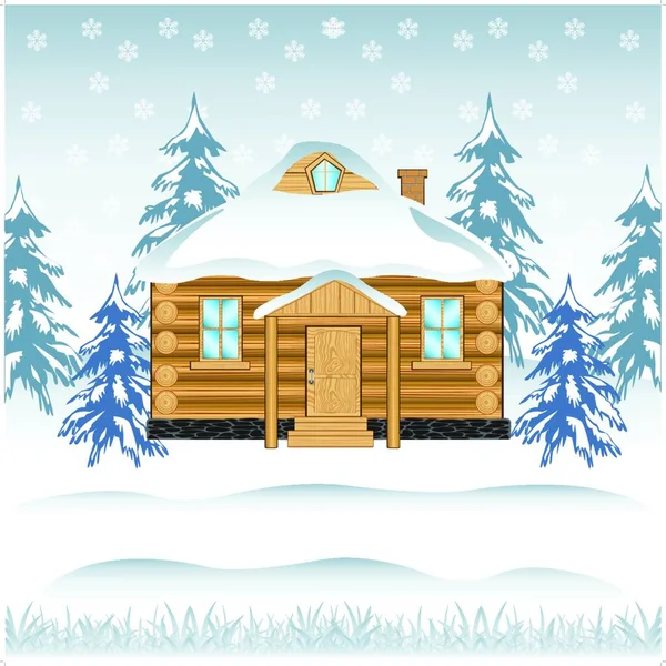 House Wood Graphic Vector Illustration — Stock Vector