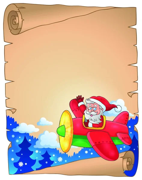 Parchment Santa Claus Plane Graphic Vector Illustration — Stock Vector