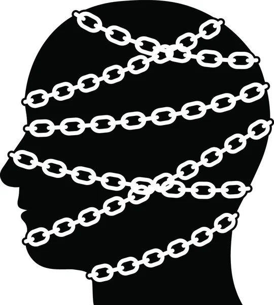 Silhouette Head Isolated Chains — Stock Vector
