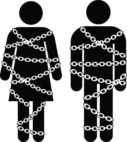 Man Woman Chains Simple Vector Illustration — Stock Vector